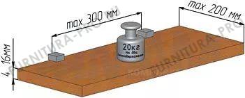 КВАДРО Менсолодержатель 30х30 мм для деревянных и стеклянных полок 4 - 16 мм, хром матовый