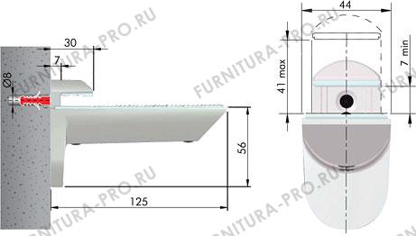 Менсолодержатель для деревянных и стеклянных полок 7 - 41 мм, черный (2 шт.)
