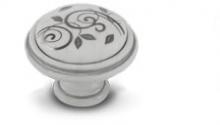 Ручка-кнопка D35мм белый/серебро винтаж керамика серебряные узоры WPO.77.00.M2.000.V4 фото, цена 660 руб.