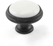 Ручка-кнопка D35мм черный матовый/керамика белая WPO.P77.00.00.N4G фото, цена 430 руб.