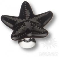 Ручка кнопка керамика, чёрный/глянцевый хром STAR 007 фото, цена 810 руб.