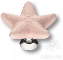 Ручка кнопка керамика, розовый/глянцевый хром STAR 004 фото, цена 810 руб.