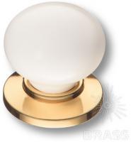 Ручка кнопка керамика с металлом, белый/глянцевое золото 3005-60-000 фото, цена 445 руб.