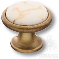 Ручка кнопка керамика с металлом, белый с орнаментом/античная бронза 3008-41-000-449 фото, цена 1 215 руб.