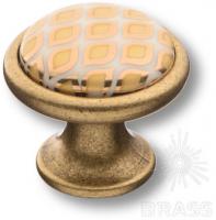 Ручка кнопка керамика с металлом, белый с орнаментом/старая бронза 3008-40-000-456 фото, цена 1 215 руб.