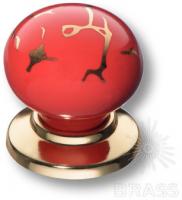 Ручка кнопка керамика с металлом, красный/глянцевое золото 3005-60-RED 449 GOLD фото, цена 675 руб.