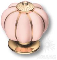 Ручка кнопка керамика с металлом, розовый/глянцевое золото S-101 GOLD PINK фото, цена 1 270 руб.