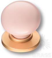 Ручка кнопка керамика с металлом, розовый/матовое золото 3005-61-PINK фото, цена 525 руб.
