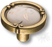 Ручка кнопка керамика с металлом, цветочный орнамент античная бронза 15.090.35.PO23W.12 фото, цена 1 120 руб.