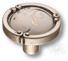 Ручка кнопка керамика с металлом, цветочный орнамент античное серебро 15.090.35.PO23W.16 фото, цена 1 245 руб.
