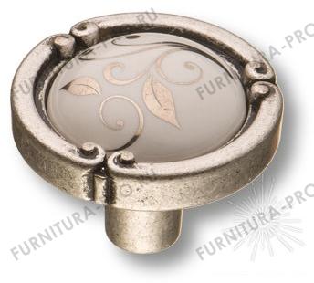 Ручка кнопка керамика с металлом, цветочный орнамент античное серебро 15.090.35.PO23W.16 фото, цена 1 245 руб.