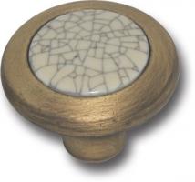 Ручка кнопка керамика с серой "паутинкой", античная бронза 9831-805 фото, цена 1 440 руб.