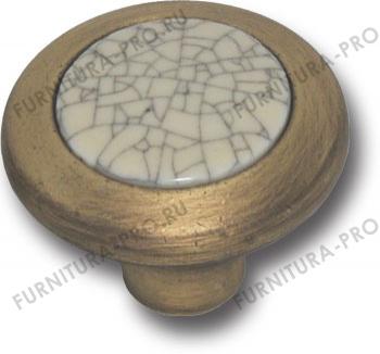 Ручка кнопка керамика с серой "паутинкой", античная бронза 9831-805 фото, цена 1 440 руб.