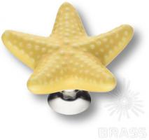 Ручка кнопка керамика, жёлтый/ глянцевый хром STAR 002 фото, цена 810 руб.