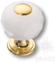 Ручка кнопка, латунь с белым кристаллом, глянцевое золото 24K 0737-3019-mini-WHITE фото, цена 3 795 руб.