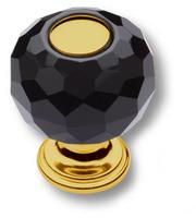 Ручка кнопка, латунь с черным кристаллом, глянцевое золото 0737-320-1-BLACK фото, цена 3 300 руб.