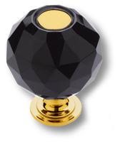 Ручка кнопка, латунь с черным кристаллом, глянцевое золото 0737-320-2-BLACK фото, цена 5 080 руб.