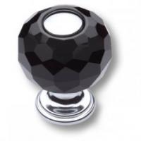 Ручка кнопка, латунь с чёрным кристаллом, глянцевый хром 0737-520-1-BLACK фото, цена 3 300 руб.