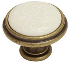 Ручка-кнопка, отделка бронза античная "Флоренция" + керамика P77.Y01.M3.MD1G фото, цена 495 руб.
