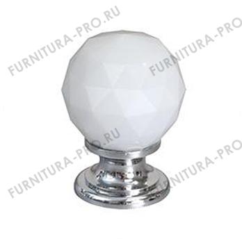 Ручка-кнопка, отделка хром глянец + белое стекло 9992-402 фото, цена 1 320 руб.