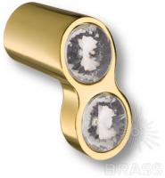 Ручка кнопка с кристаллами, эксклюзивная коллекция, глянцевое золото 92 - Gold фото, цена 635 руб.