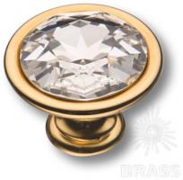Ручка кнопка с кристаллом Swarovski, глянцевое золото 27.35.19 SWA фото, цена 2 430 руб.
