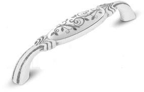 Ручка-скоба 128мм белый/серебро винтаж керамика серебряные узоры WMN.78.00.M2.128.V4 фото, цена 1 600 руб.