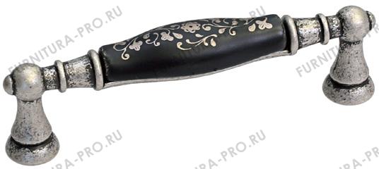 Ручка-скоба 96мм, отделка серебро старое + керамика черная 15141P096ES.25 фото, цена 1 135 руб.