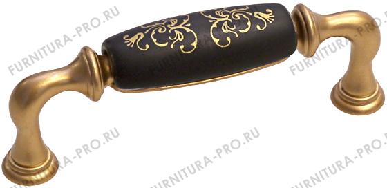 Ручка-скоба 96мм, отделка золото матовое + керамика черная 15136P096EW.46 фото, цена 1 150 руб.