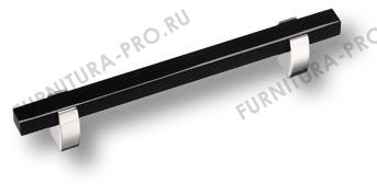 Ручка скоба, глянцевый хром с чёрной вставкой 128 мм 765-128-Chrome-Black фото, цена 995 руб.