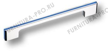 Ручка скоба, глянцевый хром с синей вставкой 160 мм 182160MP02PL12 фото, цена 1 125 руб.