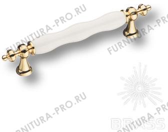Ручка скоба керамика с металлом, белый/глянцевое золото 128 мм 1670-60-128-000 фото, цена 1 350 руб.