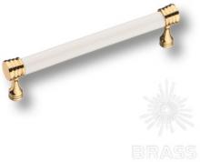 Ручка скоба керамика с металлом, белый/глянцевое золото 128 мм 2098-60-128-000 фото, цена 1 605 руб.