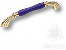 Ручка скоба керамика с металлом, синий/глянцевое золото 160 мм 1905-60-160-COBALT фото, цена 1 620 руб.
