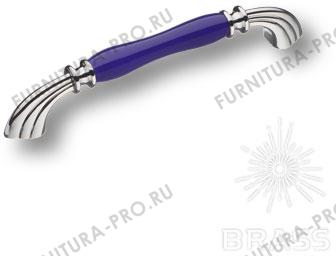 Ручка скоба керамика с металлом, синий/глянцевый хром 160 мм 1905-10-160-COBALT фото, цена 1 620 руб.