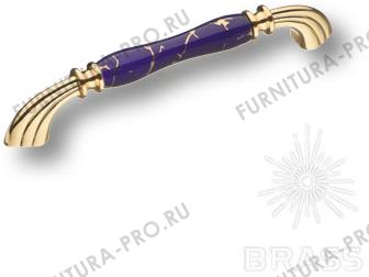 Ручка скоба керамика с металлом, синий с орнаментом/глянцевое золото 160 1905-60-160-COBALT 449 GO фото, цена 1 870 руб.