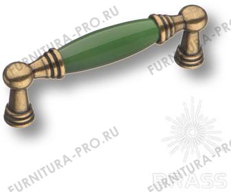 Ручка скоба керамика с металлом, зелёный/старая бронза 96 мм 1160-40-96-GREEN фото, цена 940 руб.
