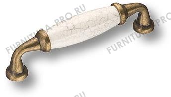 Ручка скоба керамика с серой "паутинкой", античная бронза 96 мм 2005-40-096-08 фото, цена 910 руб.