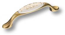 Ручка скоба керамика с золотым орнаментом, бронза 96 мм 2045-40-096-212 фото, цена 980 руб.
