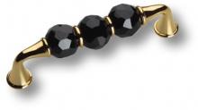 Ручка скоба, латунь с чёрными кристаллами, глянцевое золото 96 мм 2537-320-96-BLACK фото, цена 4 605 руб.