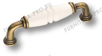 Ручка скоба, латунь с керамикой, цвет белый 96 мм 2015-013-096-000 фото, цена 735 руб.