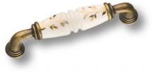 Ручка скоба, латунь с керамикой, цвет белый с золотым орнаментом 96 мм 2015-013-096-178 фото, цена 1 035 руб.