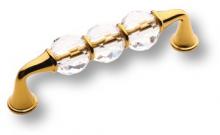 Ручка скоба, латунь с кристаллами, глянцевое золото 24K, 96 мм 2537-030-96 фото, цена 5 560 руб.