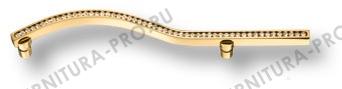 Ручка скоба, латунь с кристаллами Swarovski, глянцевое золото 160мм (правая) 2573-003-160-RIGHT фото, цена 4 125 руб.
