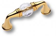 Ручка скоба, латунь с кристаллом, глянцевое золото 24K, 64 мм 2537-030-64 фото, цена 4 445 руб.