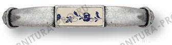 Ручка скоба с керамической вставкой, античное серебро 96 мм 15.129.96.PO01.16 фото, цена 1 100 руб.