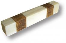 Ручка скоба, цвет - слоновая кость, дополненная вставками из древесины 64 мм 147A2 фото, цена 1 230 руб.